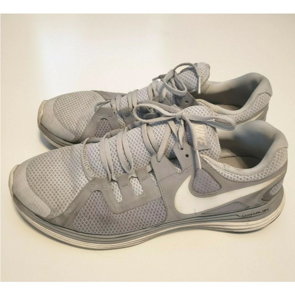 Nike Lunarlon Lunar Flash Athletic Shoes Gray White Mens 13 - Picture 3 of 9